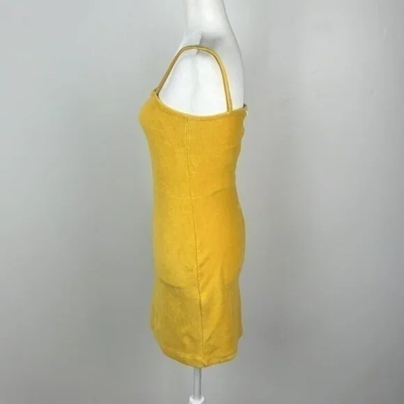 Forever 21 Yellow Tank Mini Bodycon Dress Size Medium - Picture 3 of 8